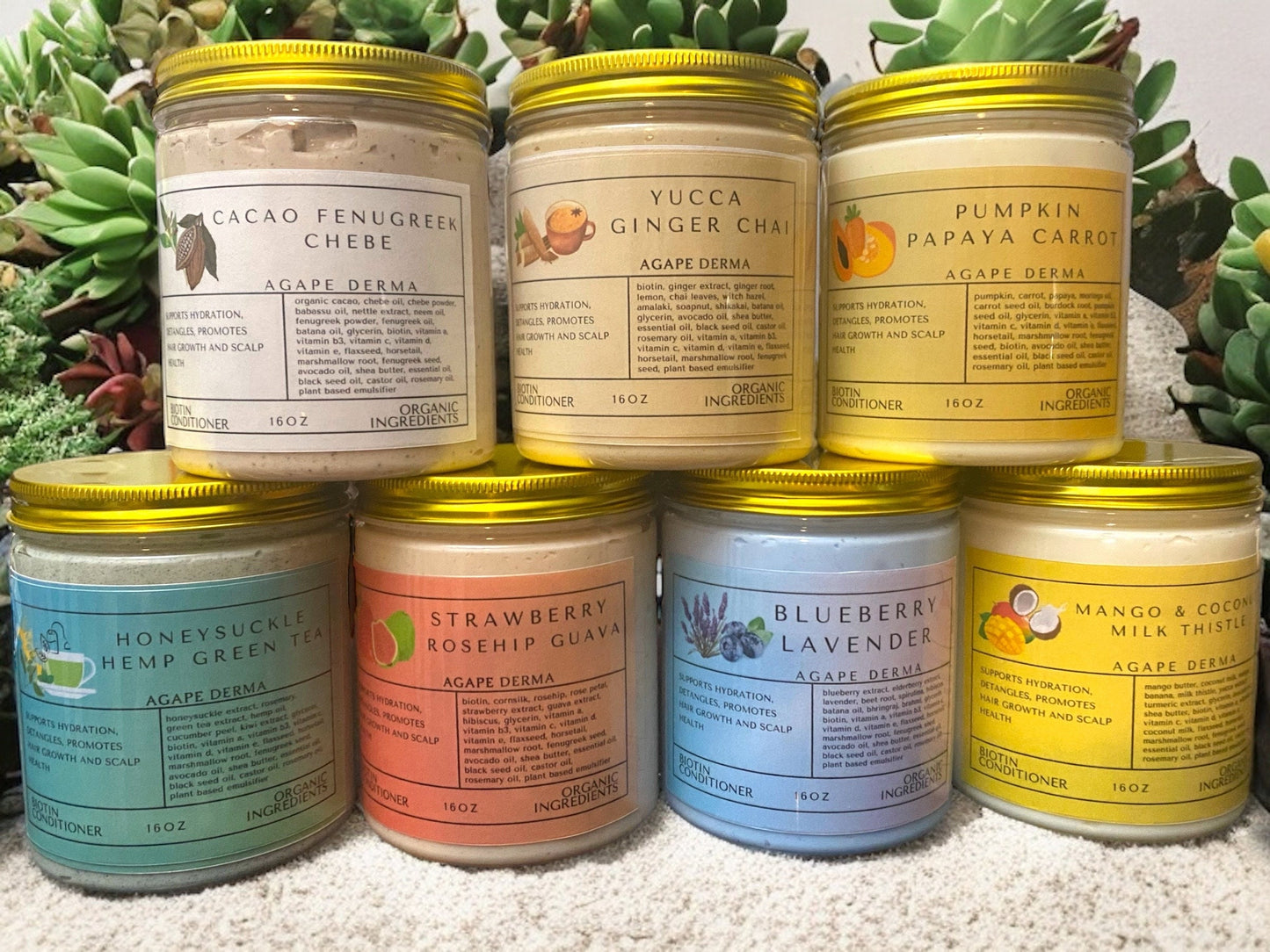 Honeysuckle Hemp Green Tea Ultra Moisturizing Natural Biotin Deep Conditioner 20oz - Infused with hair growth ingredients