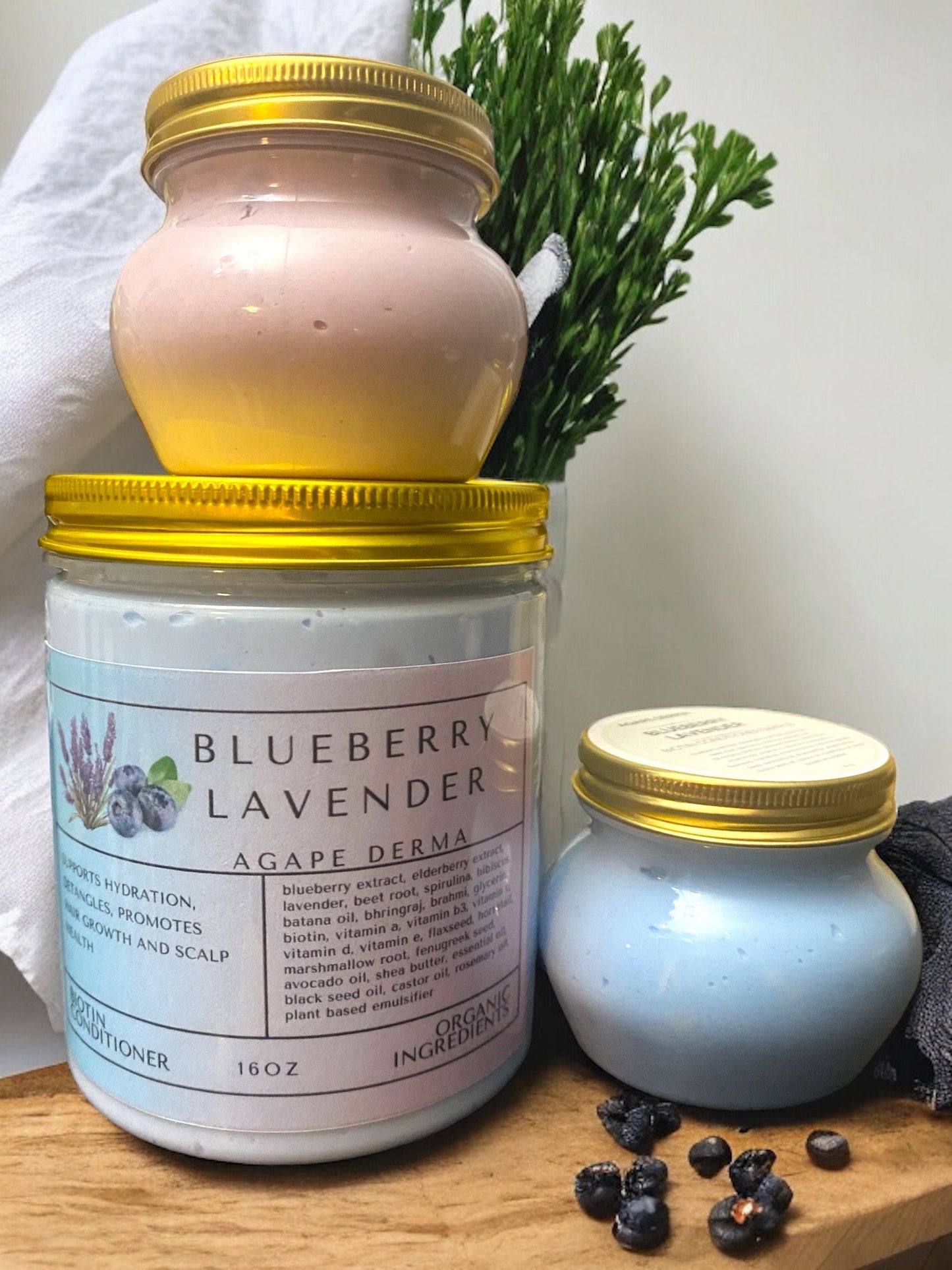Blueberry Lavender Ultra Moisturizing Natural Biotin Deep Conditioner 16oz - Infused with hair growth ingredients