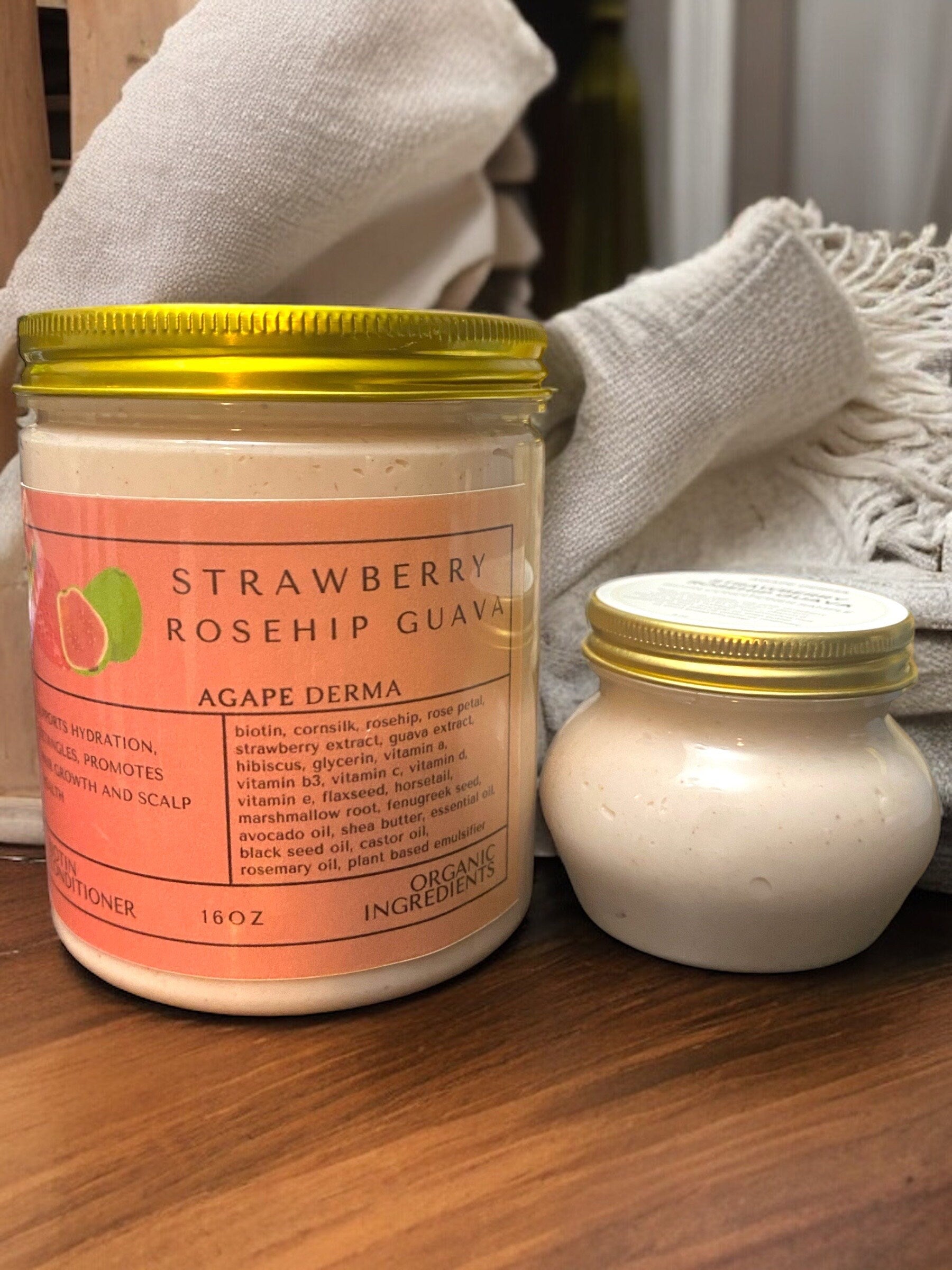 Strawberry Guava Ultra Moisturizing Natural Biotin Deep Conditioner 20oz - Infused with hair growth ingredients