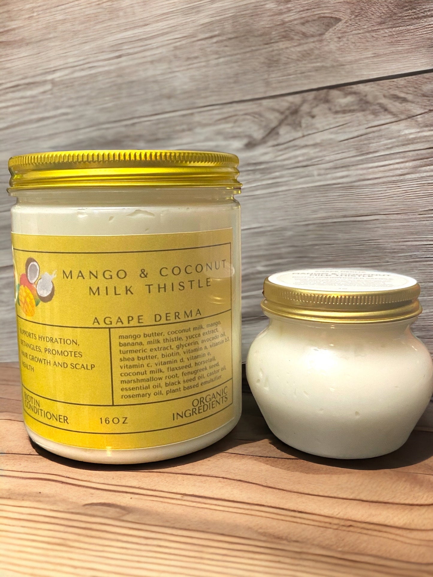 Mango & Coconut Milk Thistle Biotin Natural Shampoo and Deep Conditioner Set - Infused with hair growth ingredients
