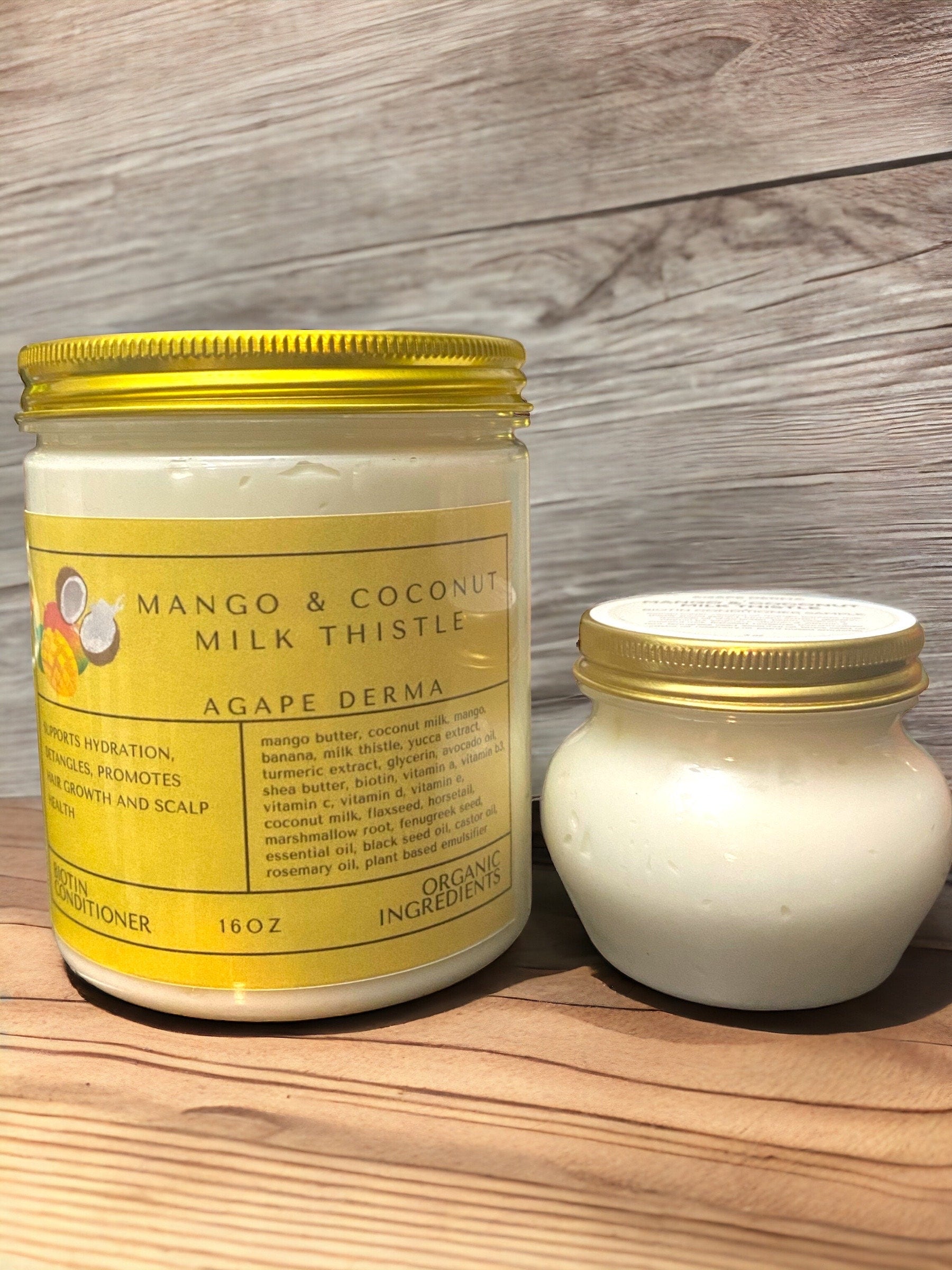 Mango & Coconut Milk Thistle Biotin Natural Shampoo and Deep Conditioner Set - Infused with hair growth ingredients