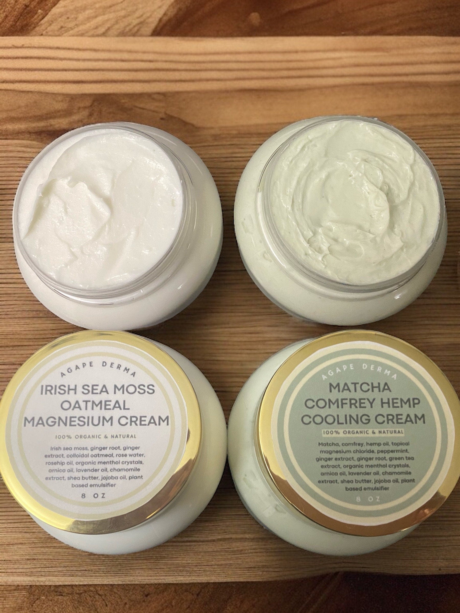 Irish Sea Moss Oatmeal / Matcha Comfrey Hemp / Magnesium Muscle Cooling Cream / Made with Arnica oil, Magnesium, Irish sea moss