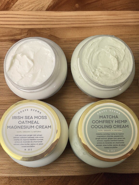 Irish Sea Moss Oatmeal / Matcha Comfrey Hemp / Magnesium Muscle Cooling Cream / Made with Arnica oil, Magnesium, Irish sea moss