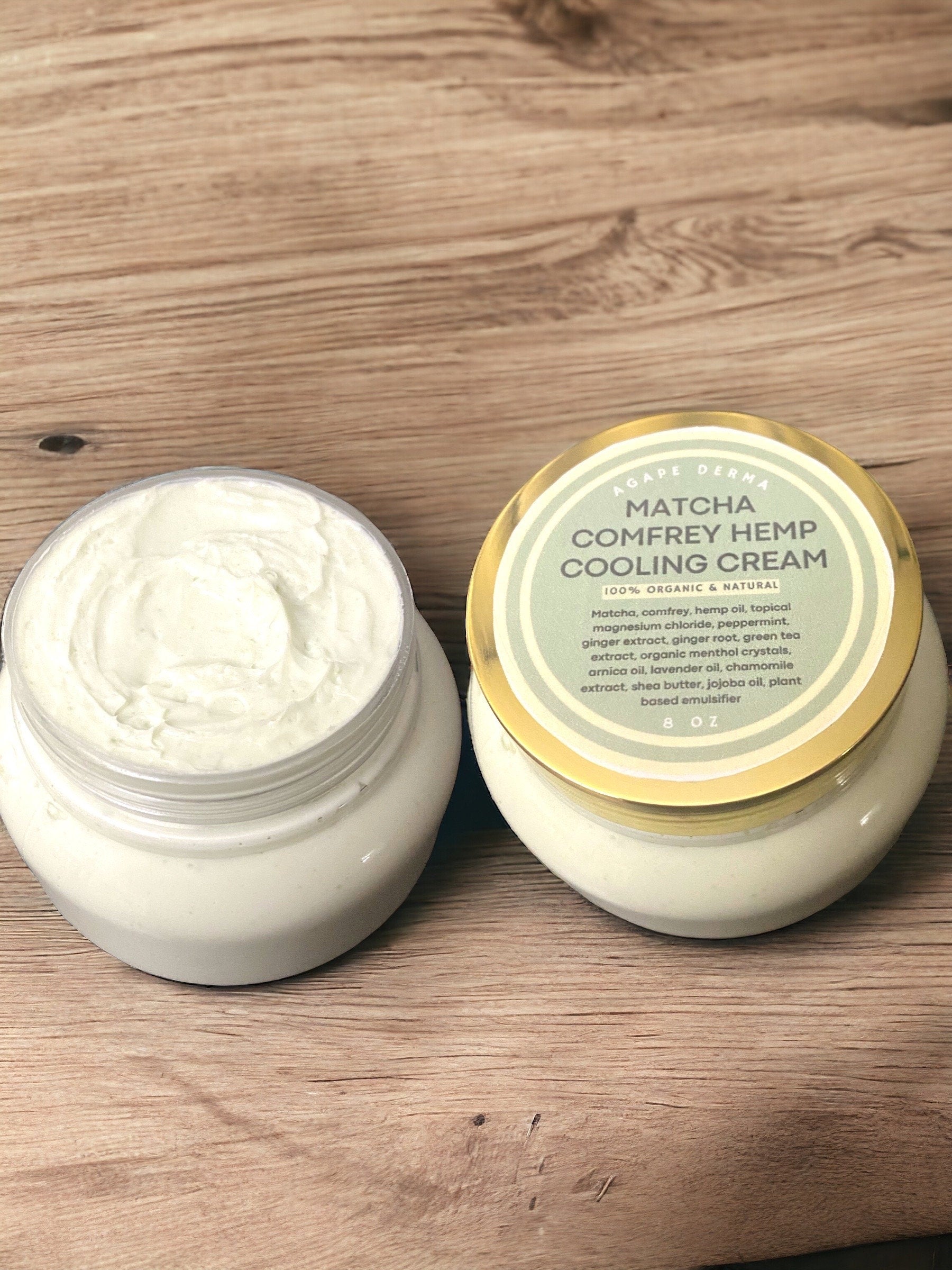 Irish Sea Moss Oatmeal / Matcha Comfrey Hemp / Magnesium Muscle Cooling Cream / Made with Arnica oil, Magnesium, Irish sea moss