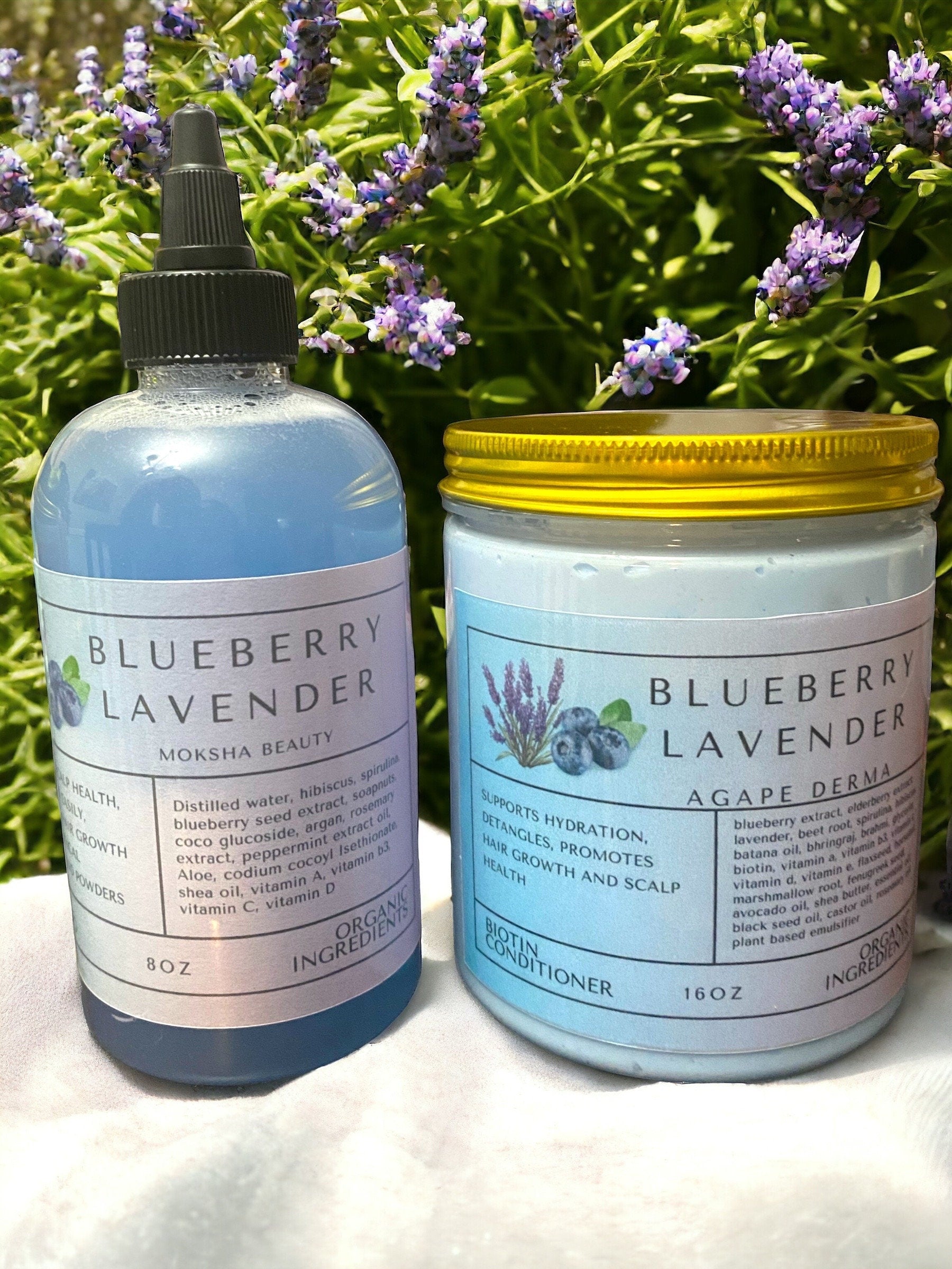 Blueberry Lavender Biotin Natural Shampoo & Deep Conditioner Set - Ultra Moisturizing • Infused with hair growth ingredients