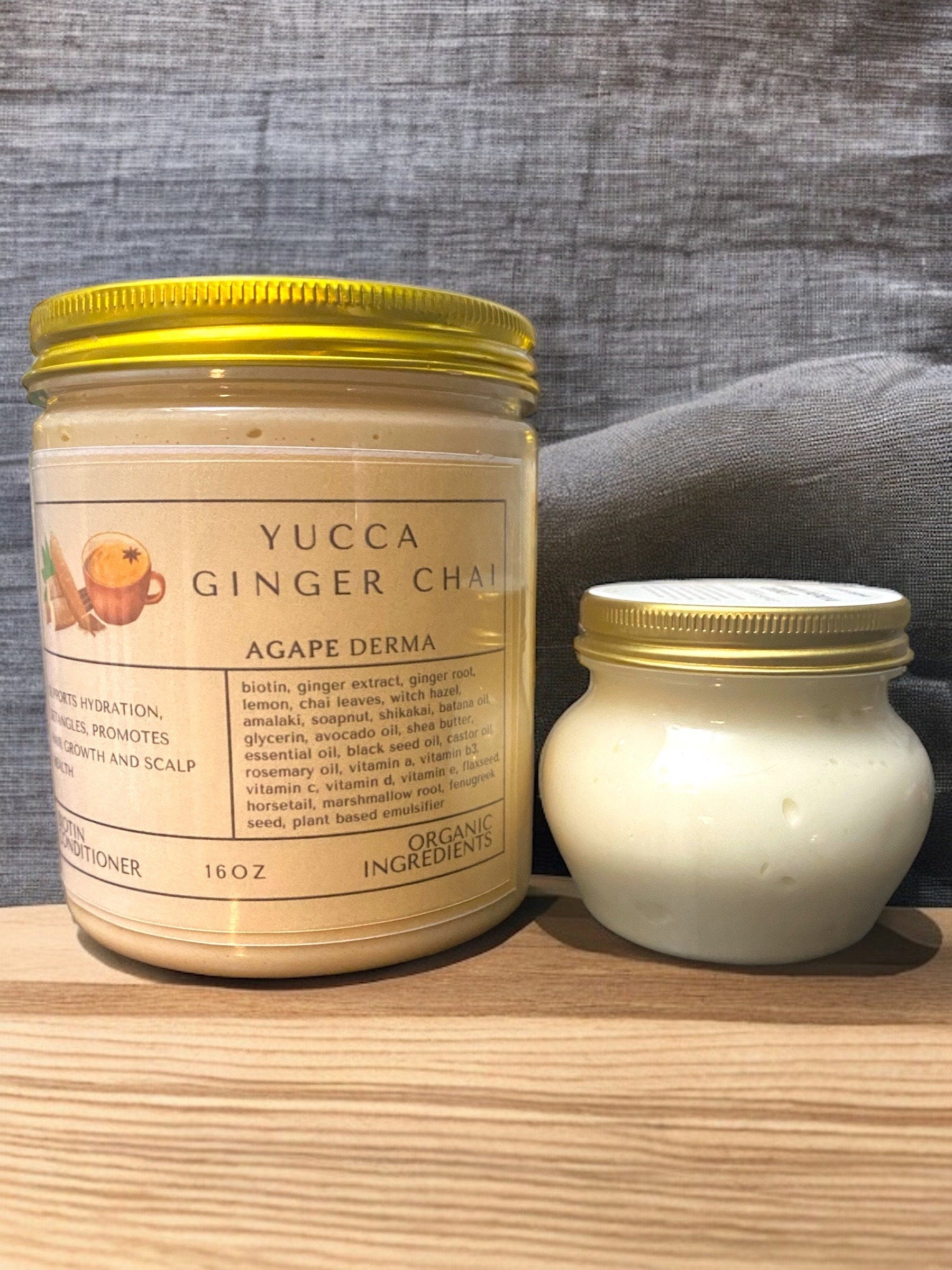 Yucca Ginger Chai Ultra Moisturizing Natural Biotin Deep Conditioner 20oz - Infused with hair growth ingredients