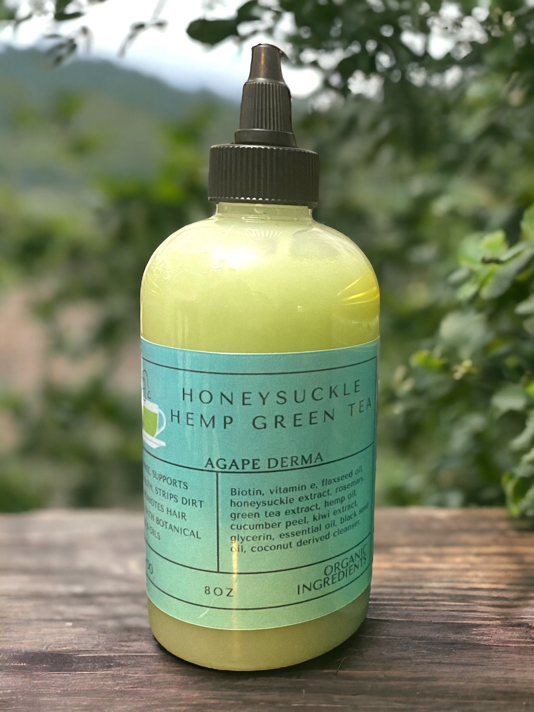 Honeysuckle Hemp Green Tea Biotin Natural Shampoo & Deep Conditioner Set - Infused with hair growth ingredients