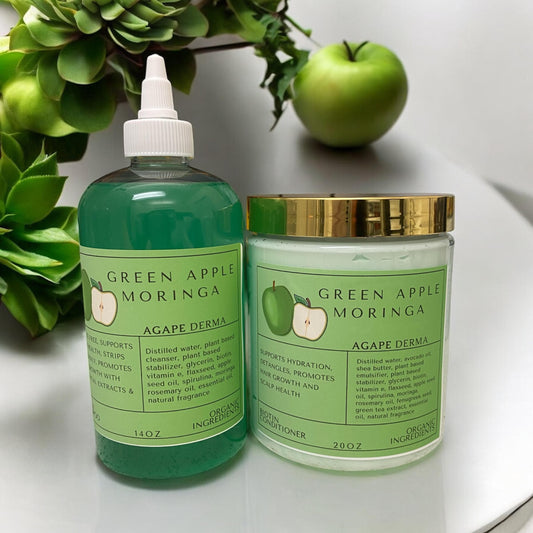 Green Apple Moringa Biotin Natural Shampoo & Deep Conditioner Set - Infused with hair growth ingredients