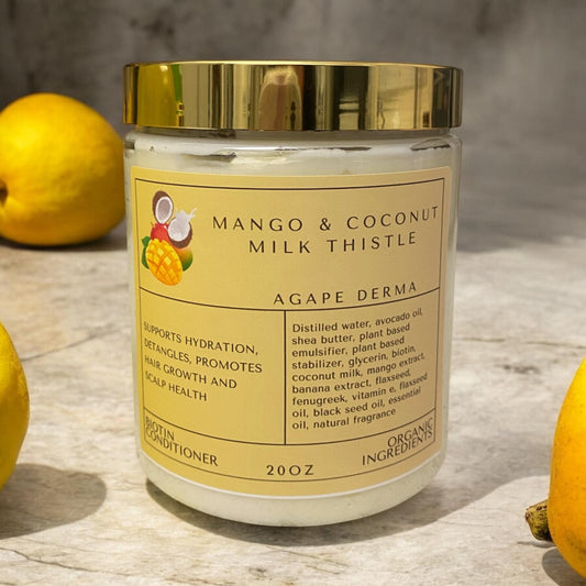 Mango & Coconut Milk Thistle Ultra Moisturizing Natural Biotin Deep Conditioner 16oz - Infused with hair growth ingredients