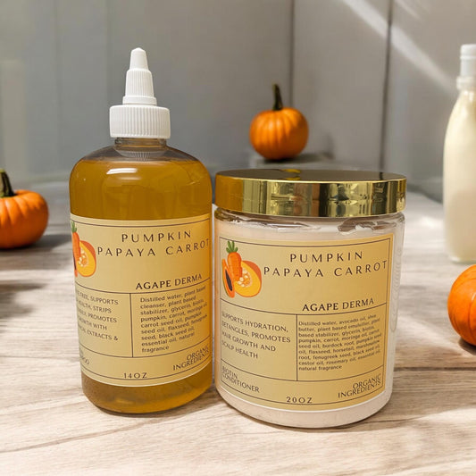 Pumpkin Papaya Carrot Biotin Natural Shampoo & Deep Conditioner Set - Infused with hair growth ingredients
