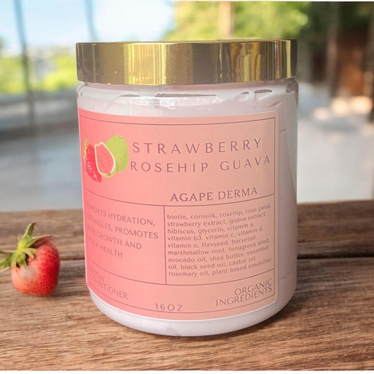 Strawberry Guava Ultra Moisturizing Natural Biotin Deep Conditioner 20oz - Infused with hair growth ingredients