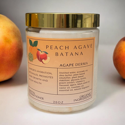 Peach Agave Batana Biotin Natural Deep Conditioner - Infused with hair growth ingredients