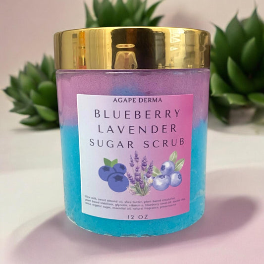 Blueberry Lavender Foaming Sugar Scrub | Exfoliating Body Scrub | Foaming Moisturizing Sugar Scrub