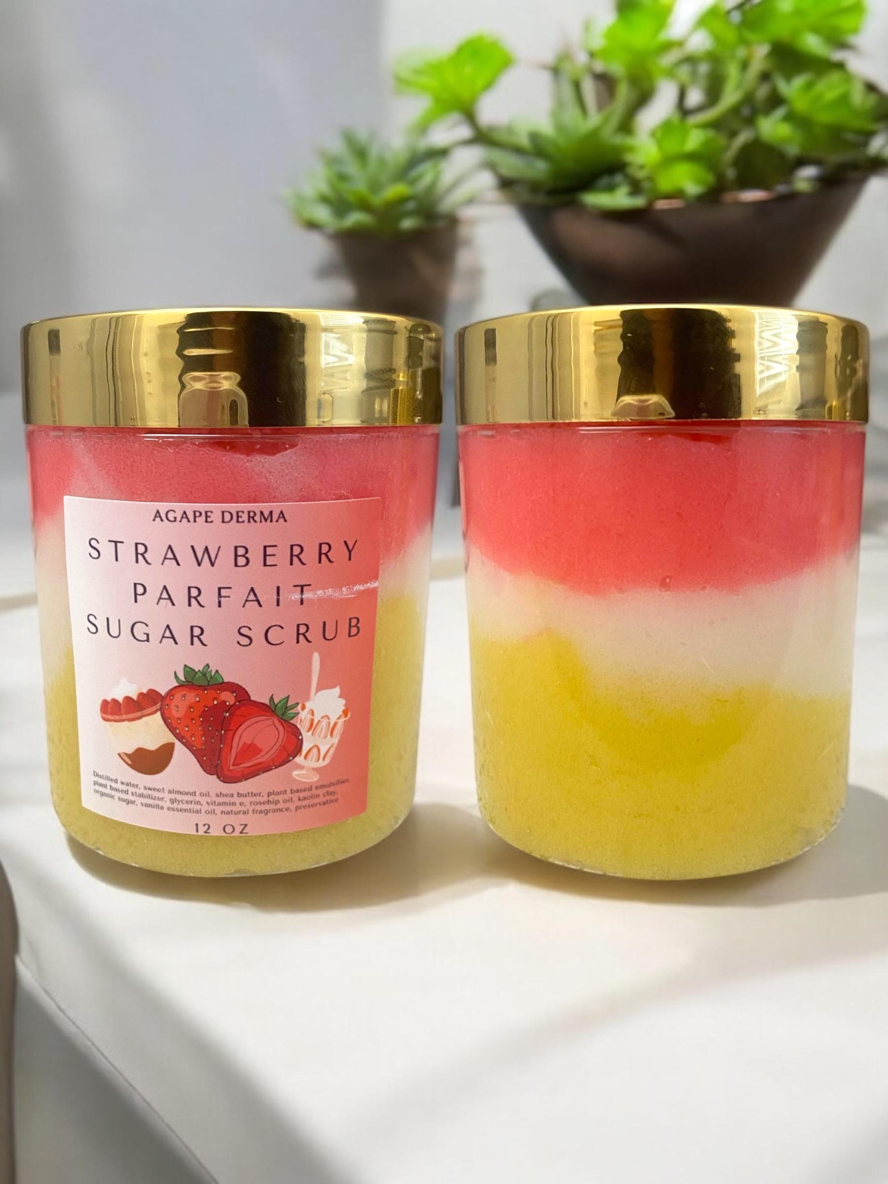 Strawberry Parfait Foaming Sugar Scrub | Exfoliating Body Scrub | Foaming Moisturizing Sugar Scrub
