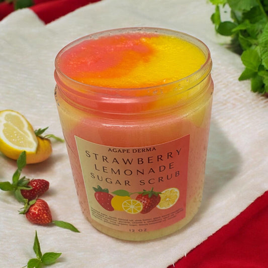 Strawberry Lemonade Foaming Sugar Scrub | Exfoliating Body Scrub | Foaming Moisturizing Sugar Scrub