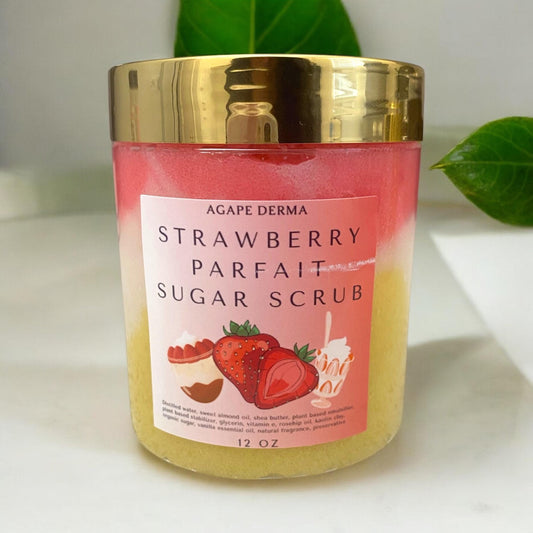 Strawberry Parfait Foaming Sugar Scrub | Exfoliating Body Scrub | Foaming Moisturizing Sugar Scrub