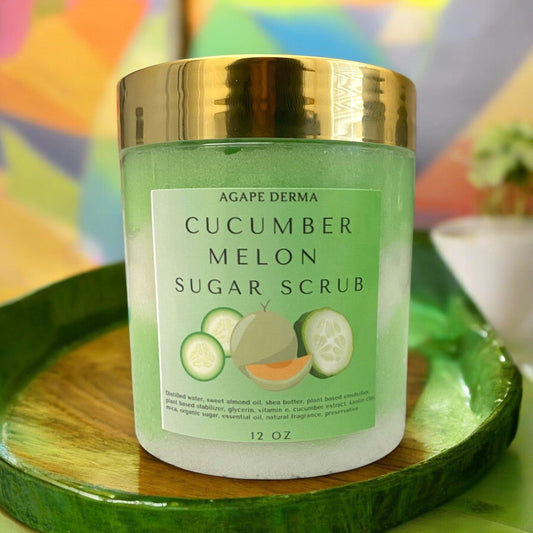 Cucumber Melon Foaming Sugar Scrub | Exfoliating Body Scrub | Foaming Moisturizing Sugar Scrub